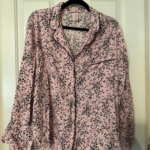 Victoria's Secret Flannel Long Pajamas Baby Doll Tiny Hearts XXL